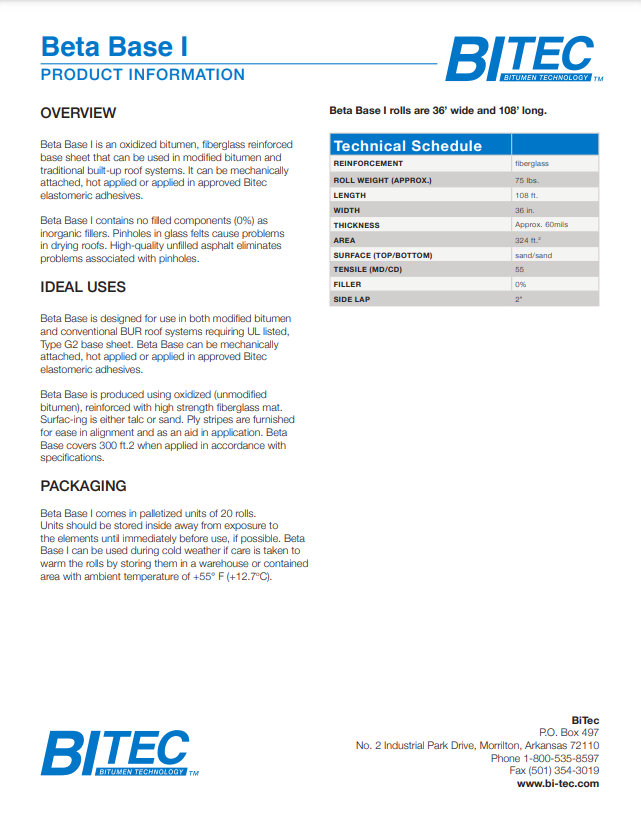 Beta Base Data Sheet