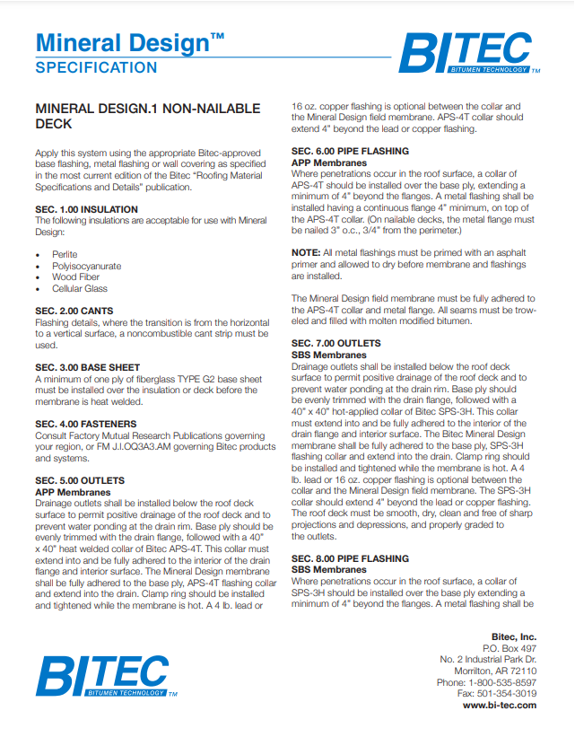 Mineral Design™ MDA NonNailable Specs