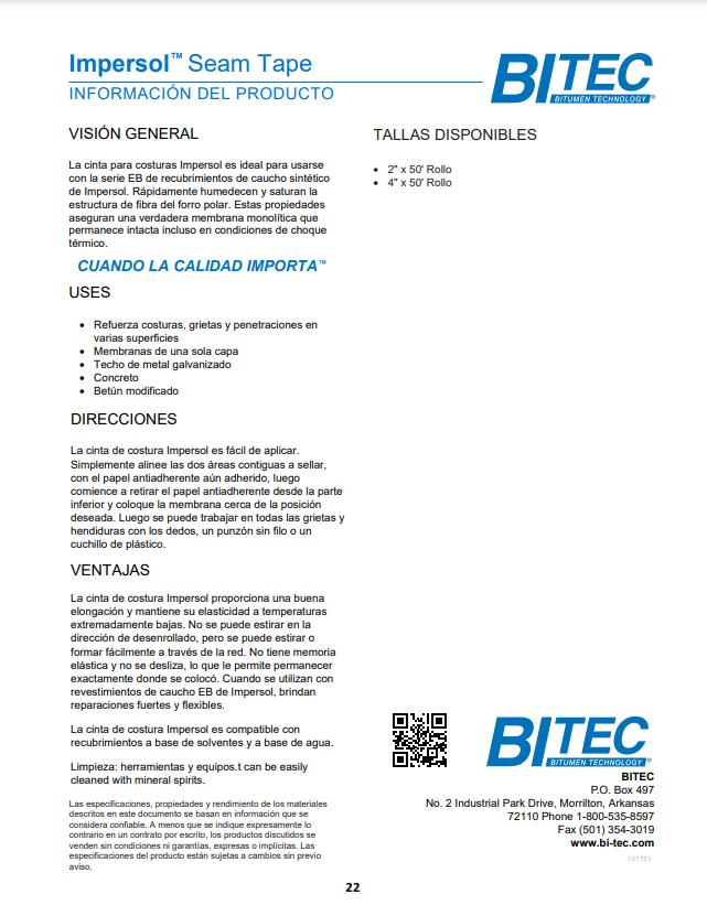 Impersol™ Seam Tape (Spanish)