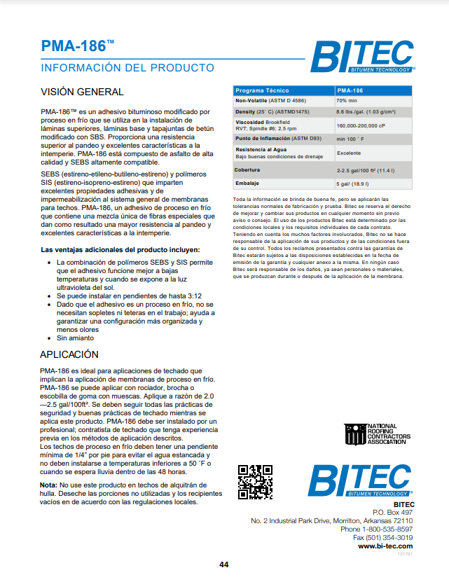 PMA186™ Data Sheet in Spanish